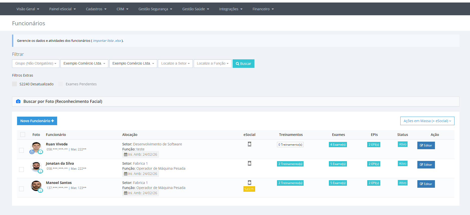 Plataforma Bevart - Dashboard de Gestão SST