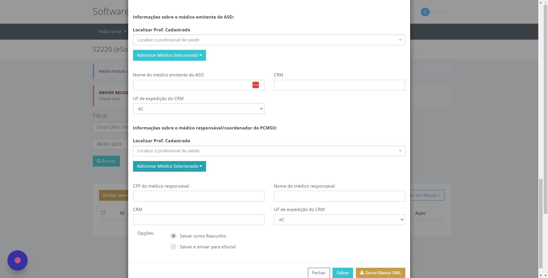 Botão Adicionar Médico Selecionado no formulário do Bevart